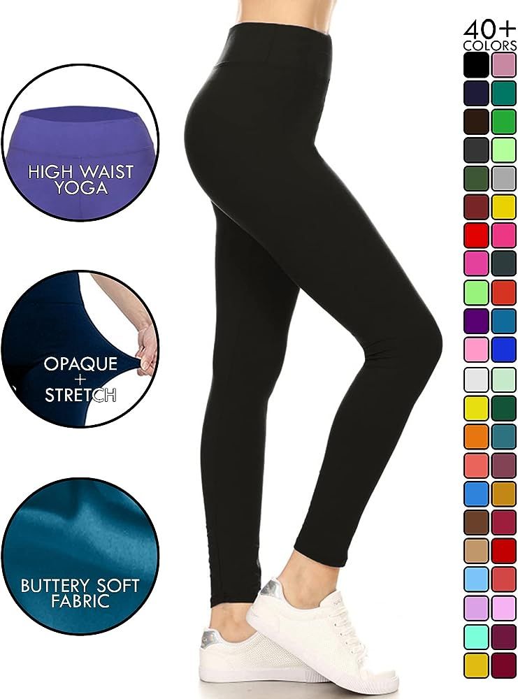 Leggings Depot High Waisted Leggings for Women Buttery Soft Women's Leggings Solid Yoga - Reg, Pl... | Amazon (US)