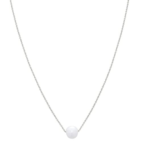 Amazon Essentials Sterling Silver Freshwater cultured Pearl Pendant Necklace 16", Silver | Amazon (US)