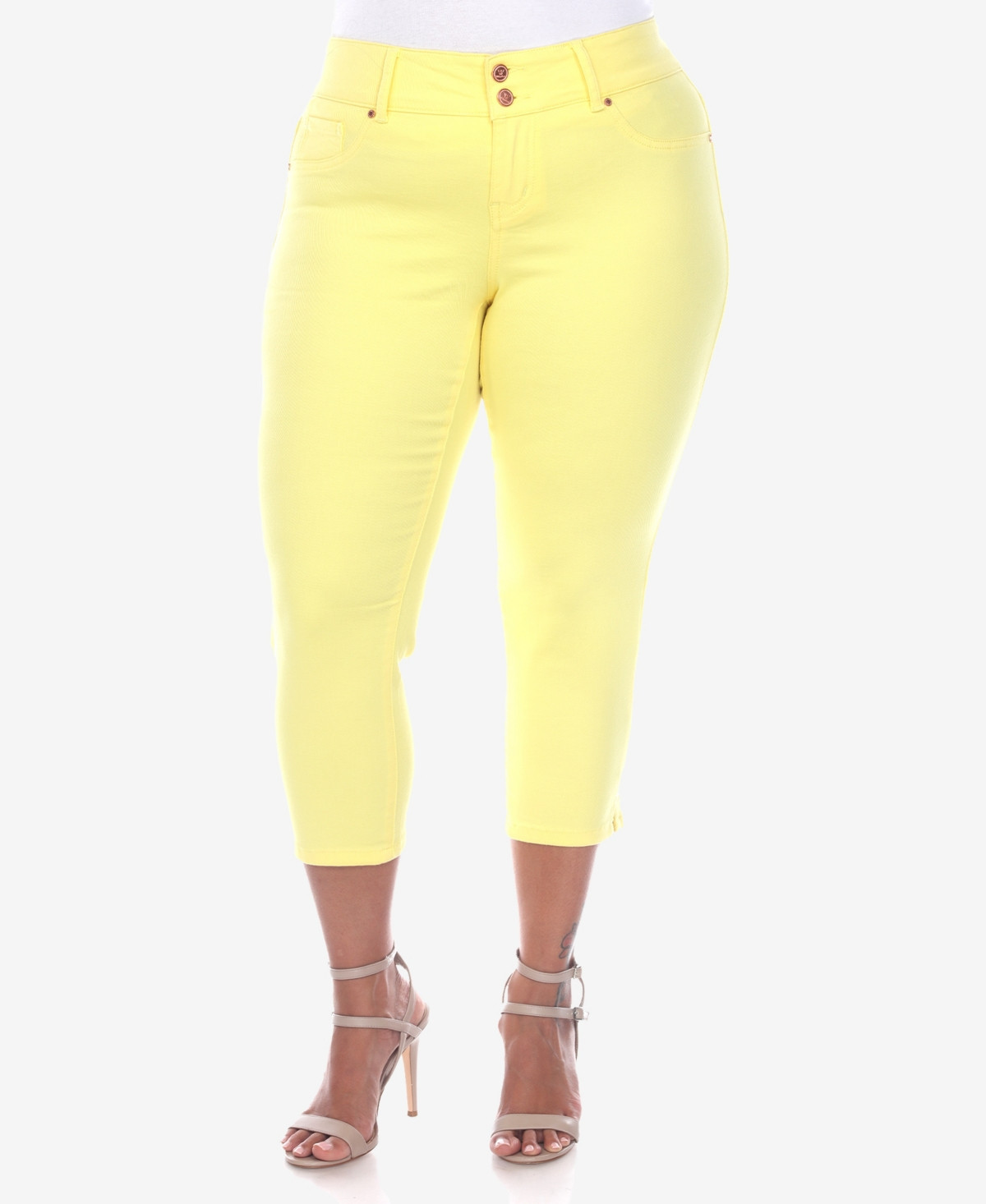 White Mark Plus Size Capri Jeans - Yellow | Macy's