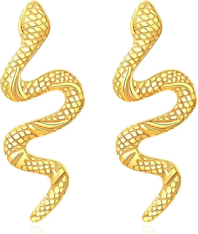 Riverdale Stuff Vivid Snake Earrings Women 18K Gold Plated Stainless Steel Dangle Hoop Earring Go... | Amazon (US)