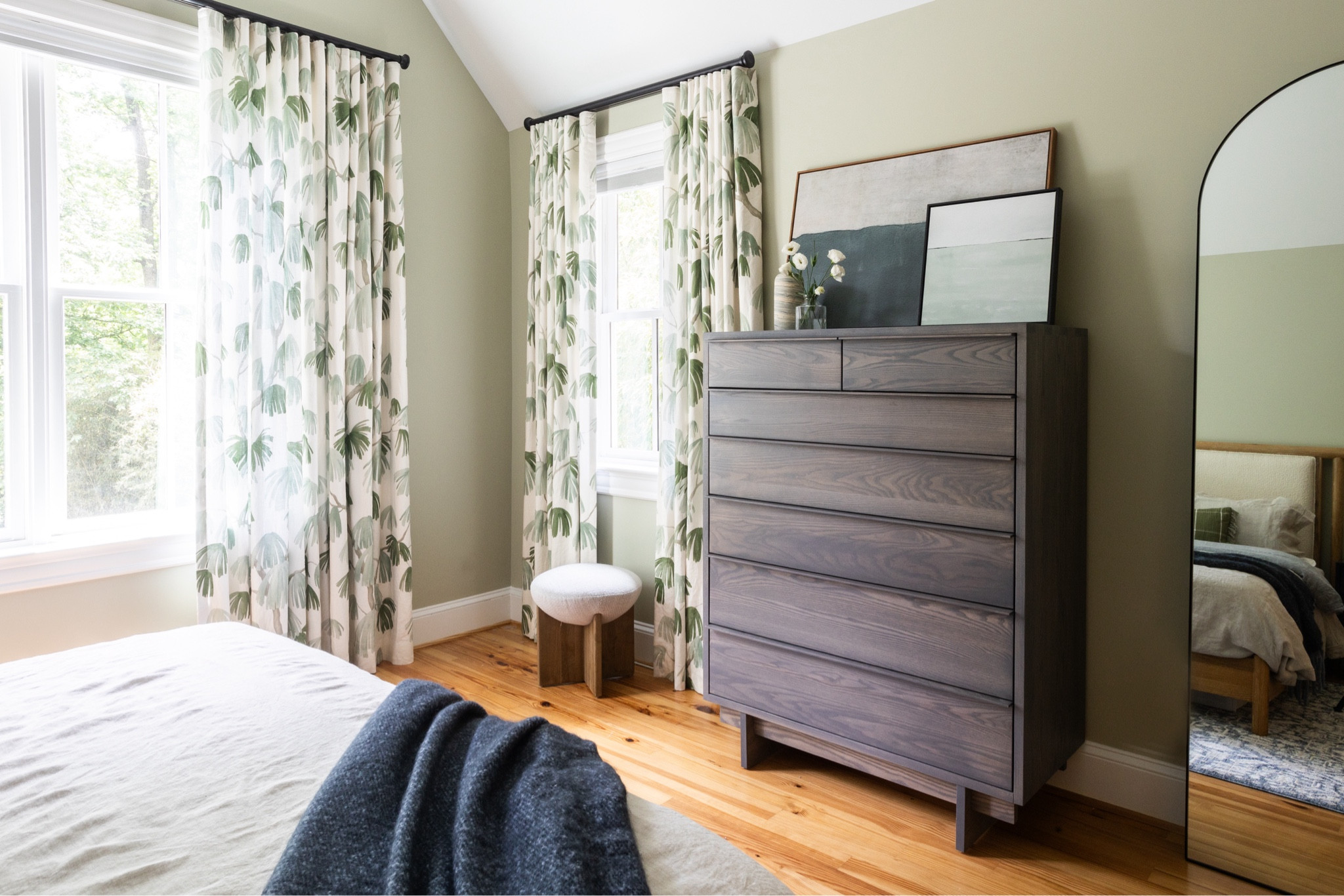 Primary bedroom design, earth tones, pattern play, greens and blues

#LTKHome