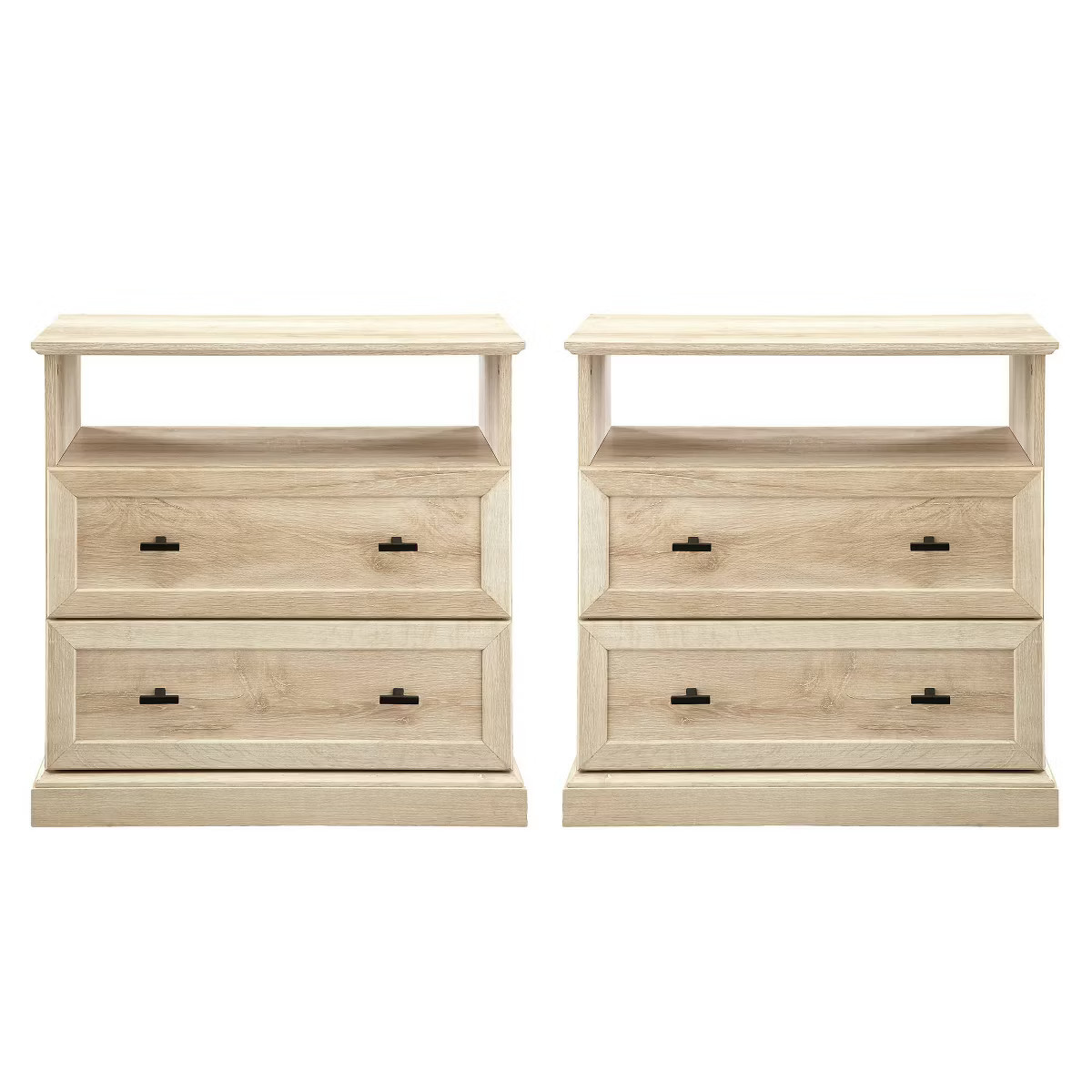 Set of 2 Gladys Transitional 2 Drawer Side Tables White Oak - Saracina Home | Target