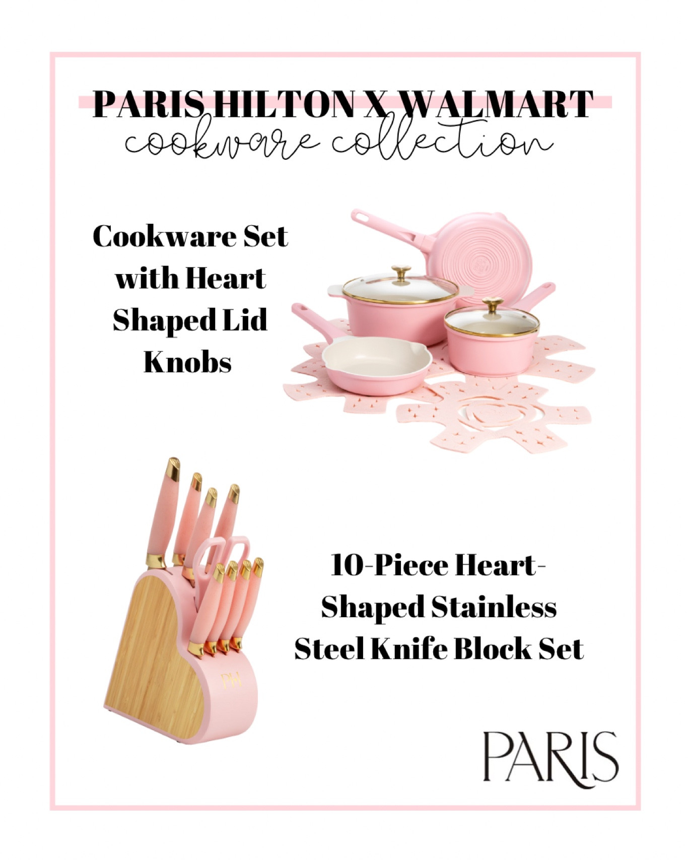 Paris Hilton 10-Piece Heart-Shaped Stainless Steel Knife Block Set, Pink

Paris Hilton Clean Ceramic™ Nonstick Cast Aluminum Cookware Set with Heart Shaped Lid Knobs, Pink

Paris Hilton Cookware

Pink Cookware

Pink Pots & Pans

Pink Knives

Paris Hilton x Walmart

#LTKfindsunder100 #LTKhome #LTKGiftGuide