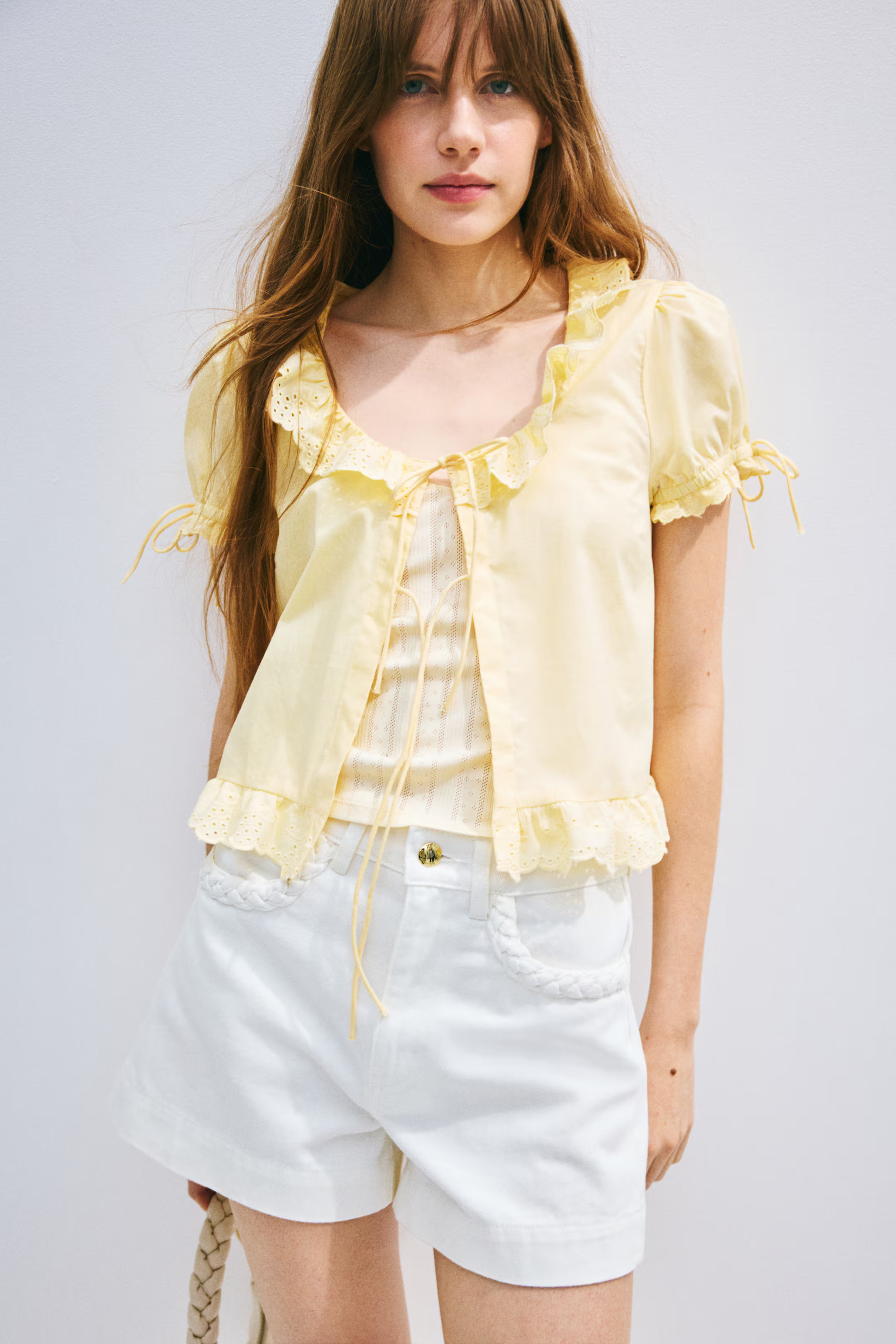 Ruffle-Trimmed Cotton Blouse | H&M (US + CA)
