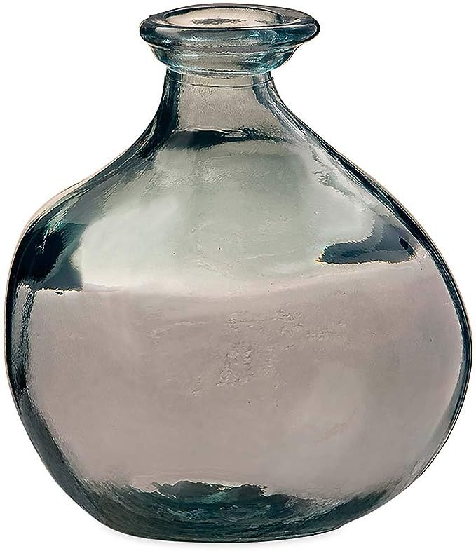 Viva Terra Smoky Blue Bubble Recycled Glass Balloon Vase, 6.25" Dia. x 7" H, Handblown Colorful G... | Amazon (US)