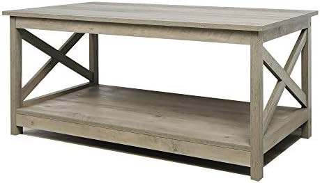 Rainbow Sophia Coffee Table, Modern Farmhouse Wood Coffee Table with 2-Tier Storage, 40 Inch, Washed | Amazon (US)