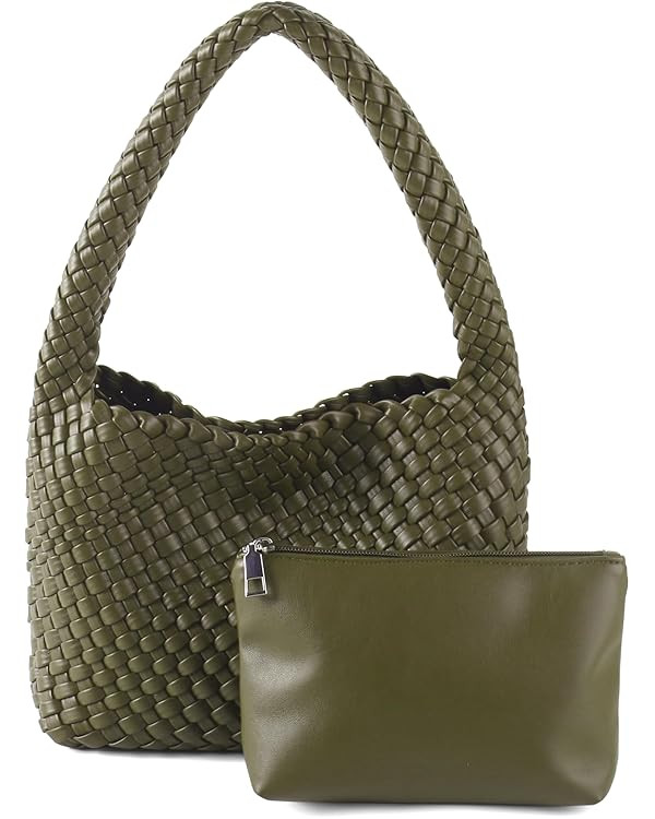 Handmade Woven Tote Bag - Women's Vegan Leather Shoulder Bag With Purses | Amazon (US)