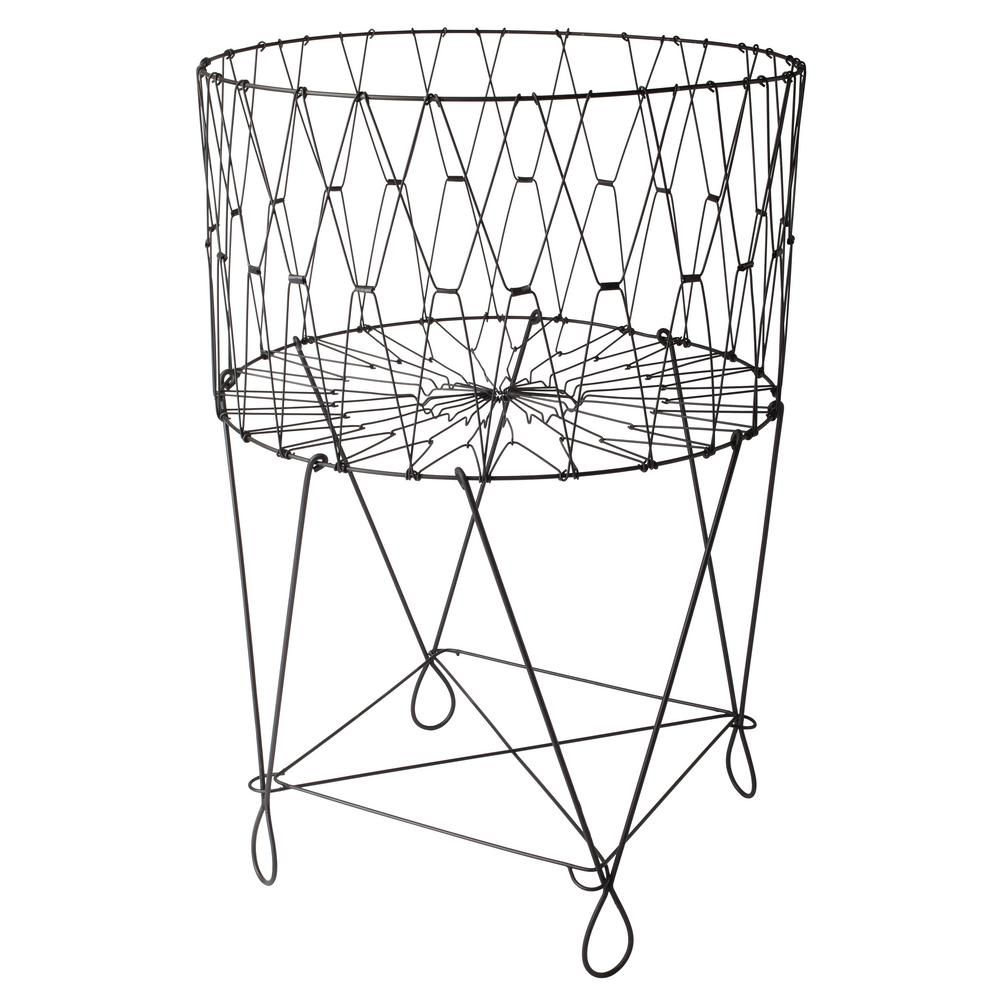 KINDWER 27 in. x 40 in. Vintage Black Wire Laundry Basket Hamper | The Home Depot