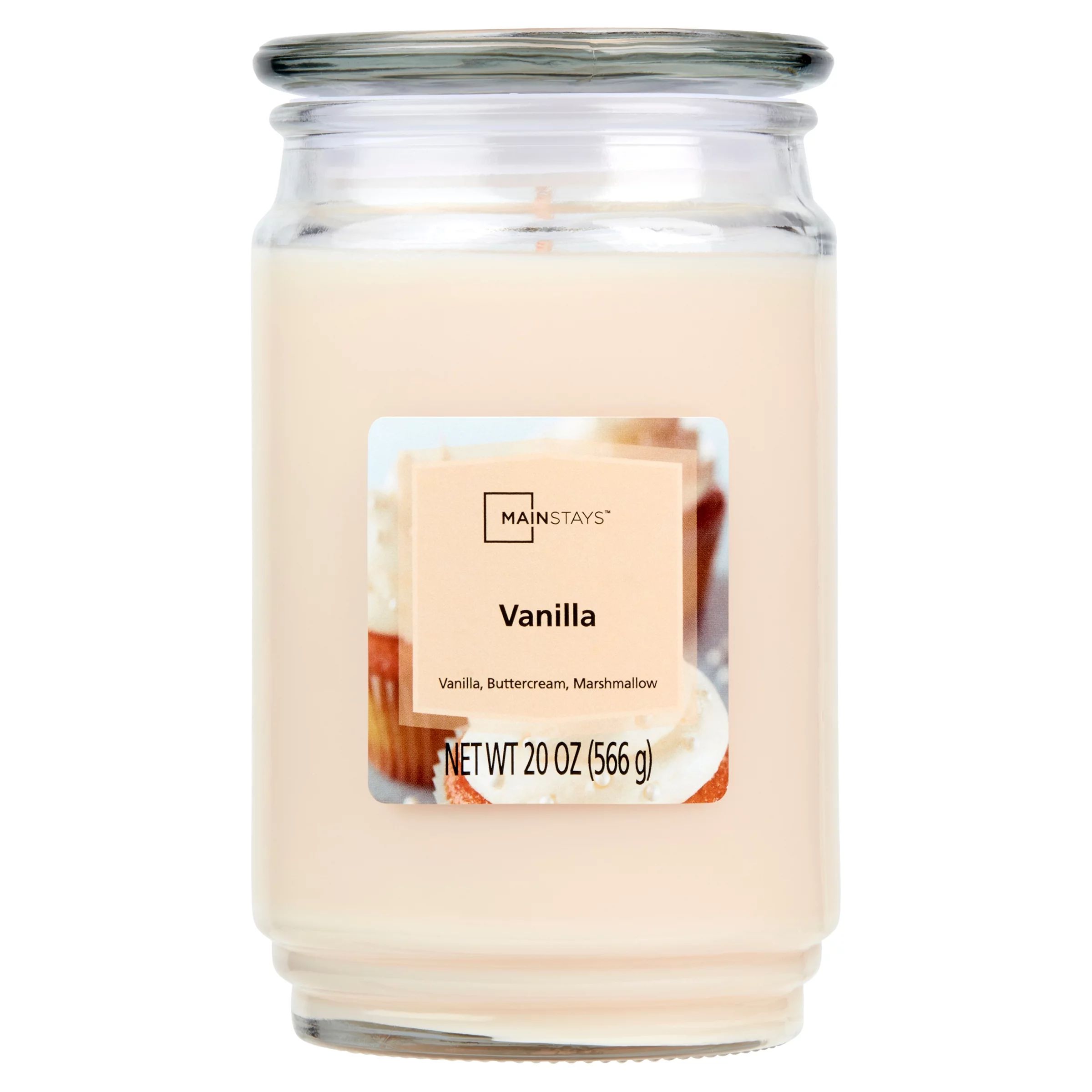 Mainstays Vanilla Scented Single-Wick Large Glass Jar Candle, 20 oz | Walmart (US)