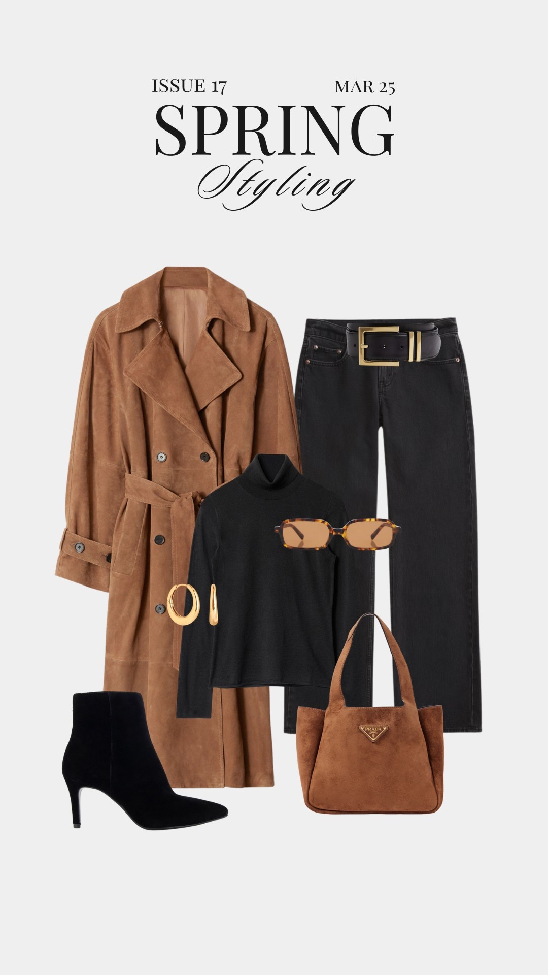 Styling the ultimate trend this season - suede 🤎 Get 20% off at & Other Stories and get this trench coat of dreams, with an easy all black outfit underneath, turtleneck jumper and jeans with black accessories 

#LTKstyletip #LTKspring #LTKsale