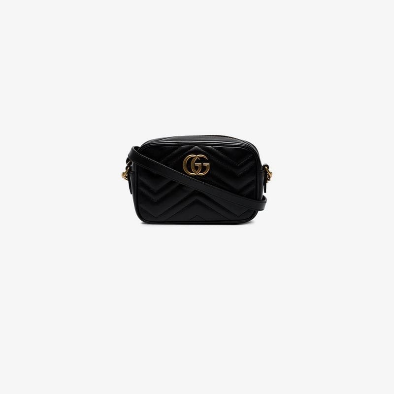 Gucci Black Leather GG Marmont matelassé Mini bag | Browns Fashion