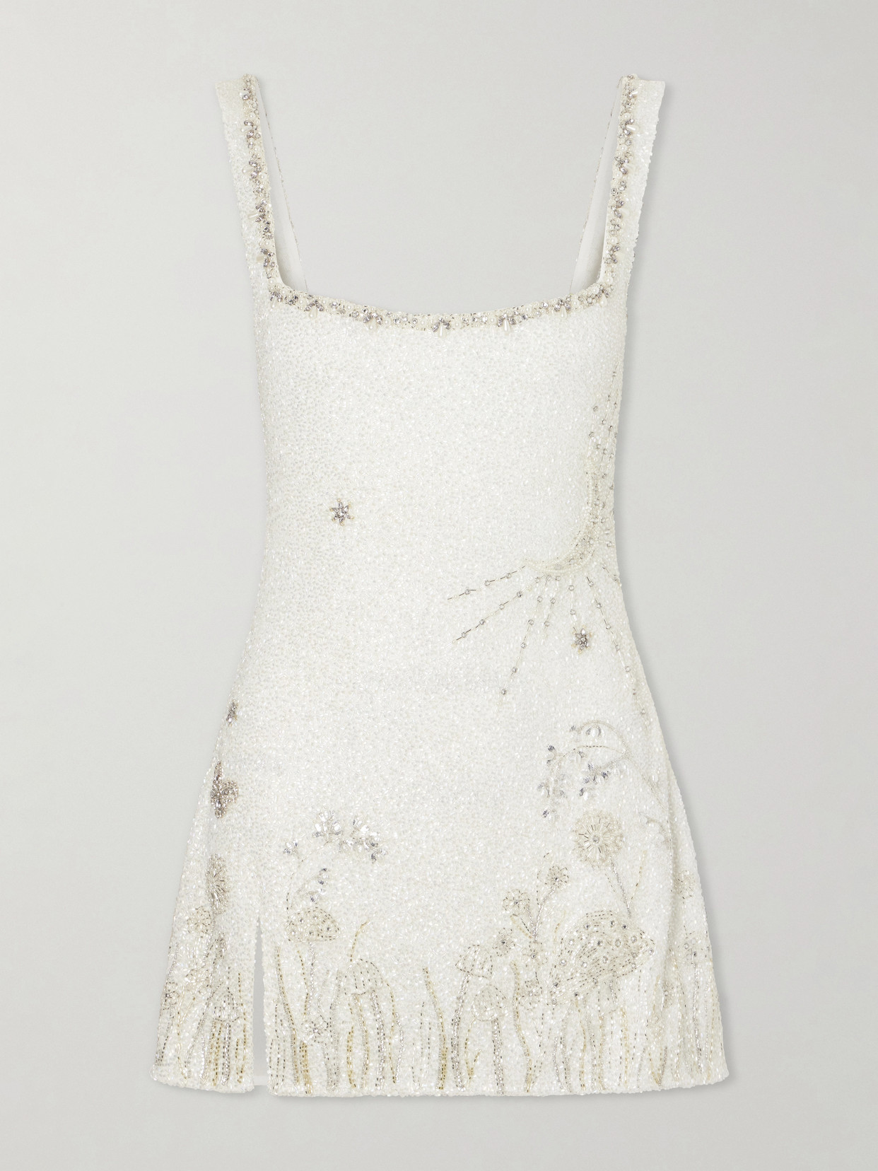 Clio Peppiatt - Wildflower Crystal-embellished Satin Mini Dress - Neutrals | NET-A-PORTER (US)