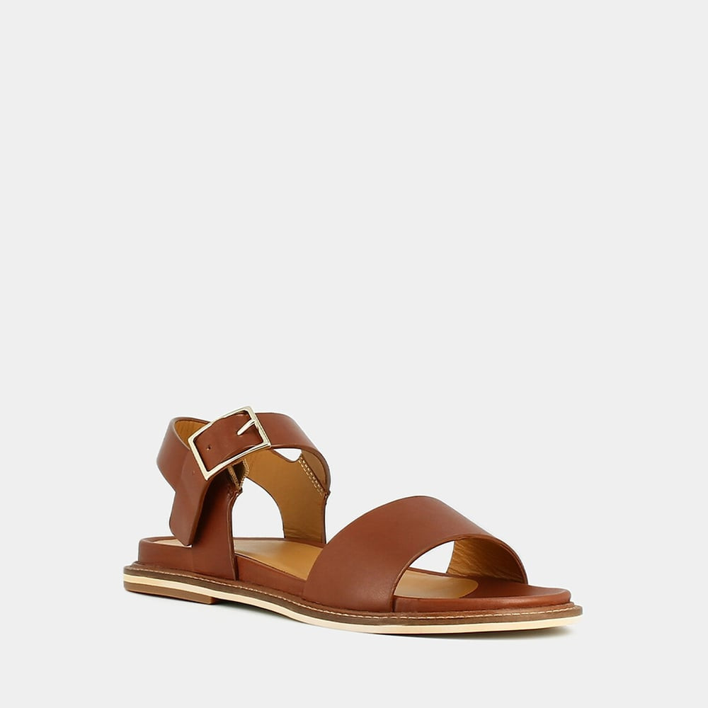 Acco Leather Flat Sandals | La Redoute (UK)
