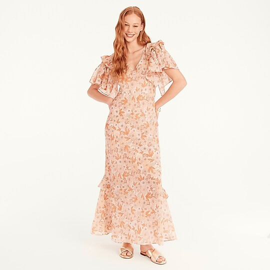 Ruffle-sleeve dress in ramie | J. Crew US