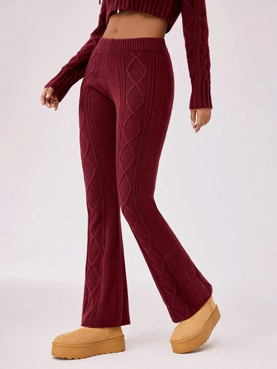 Forever 21 Women's Low-Waist Sweater And Flared Pants Set, Autumn/Winter | SHEIN