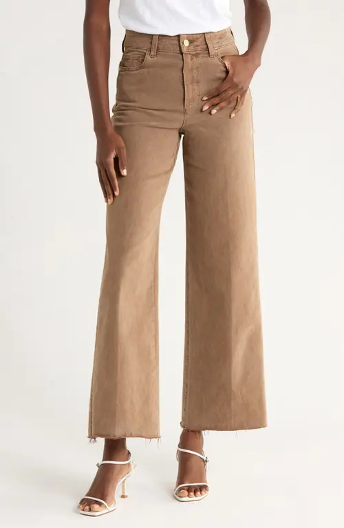 PAIGE Anessa High Waist Raw Hem Wide Leg Jeans in Vintage Canewood at Nordstrom, Size 32 | Nordstrom