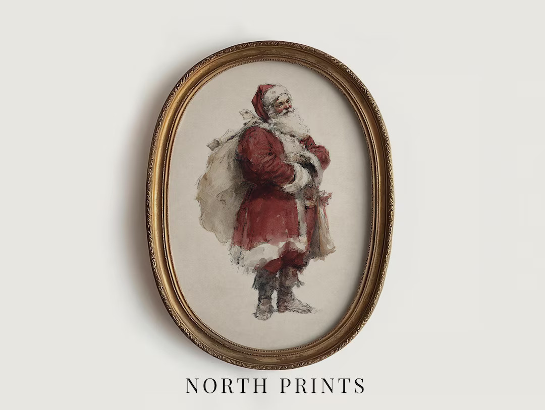 Vintage Santa Claus Printable Art, Classic Christmas Wall Decor, Antique Holiday Print, Digital D... | Etsy (US)