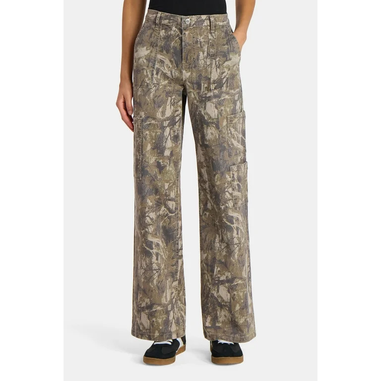 No Boundaries Cargo Wide Leg Jeans, 31" Inseam, Women's | Walmart (US)