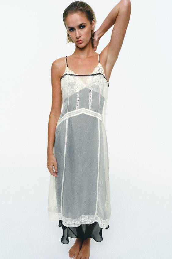LONG ORGANZA LACE DRESS | Zara UK