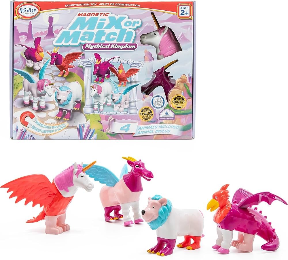 POPULAR PLAYTHINGS Magnetic Mix or Match Pastel Mythical Kingdom Toy Play Set, 15 Pieces | Amazon (US)
