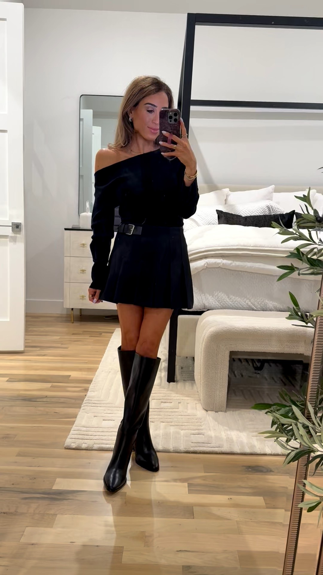 Holiday outfit idea wore this cute pleated skirt last night  wearing size xxs with this off shoulder sweater 

#LTKFindsUnder100 #LTKPetite #LTKHoliday