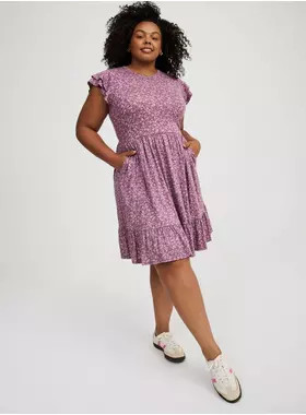 Double Ruffle Sleeve Mini Dress | Torrid (US & Canada)