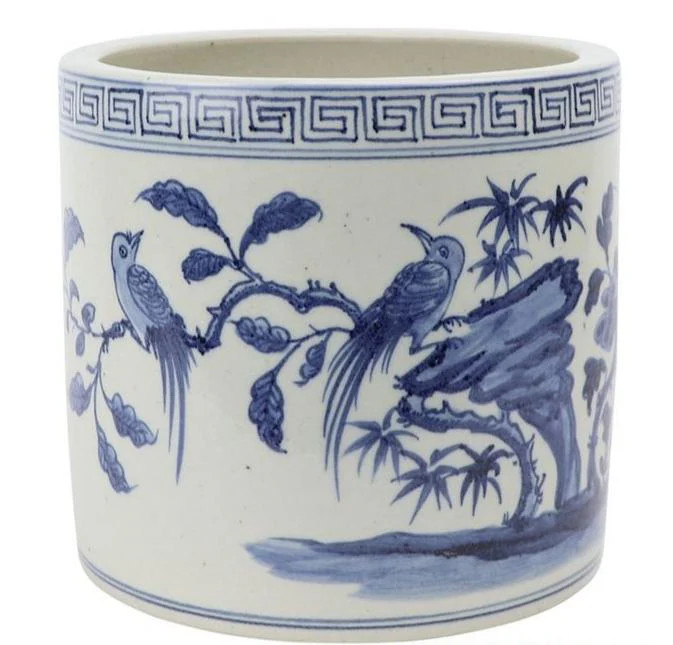 Bird and Floral Round Planter | The Enchanted Home