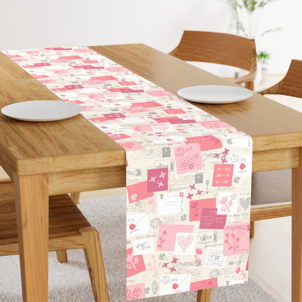 Table Runner in Love Letters - Valentines | Spoonflower