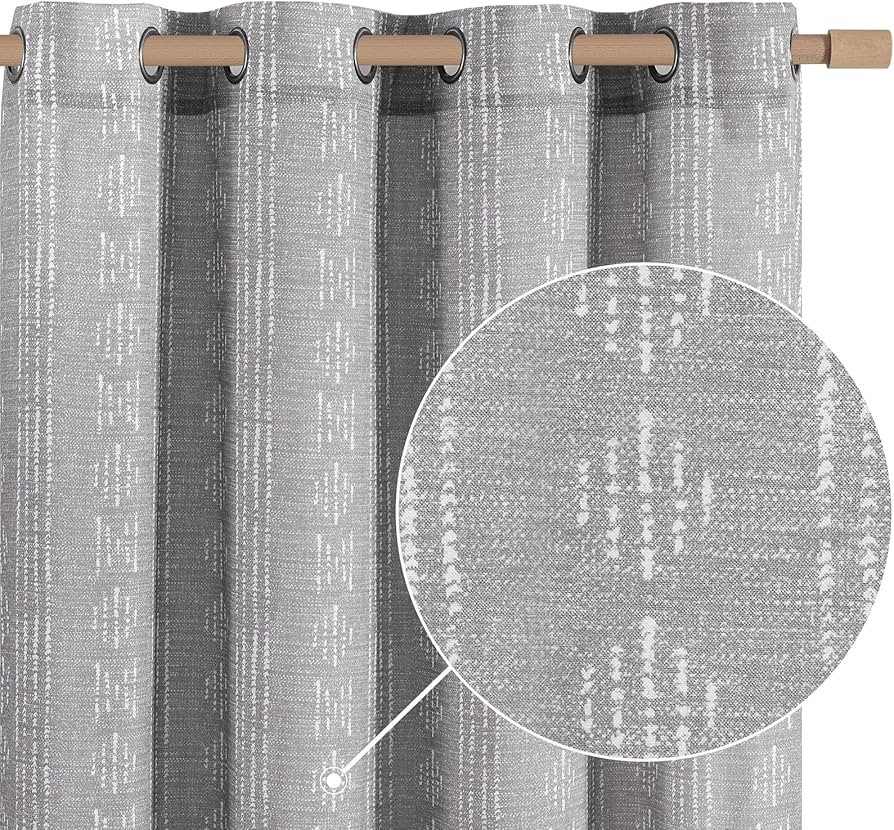 jinchan Boho Curtains Linen Curtains for Living Room Farmhouse Grey Curtains 84 Inch Length 2 Pan... | Amazon (US)