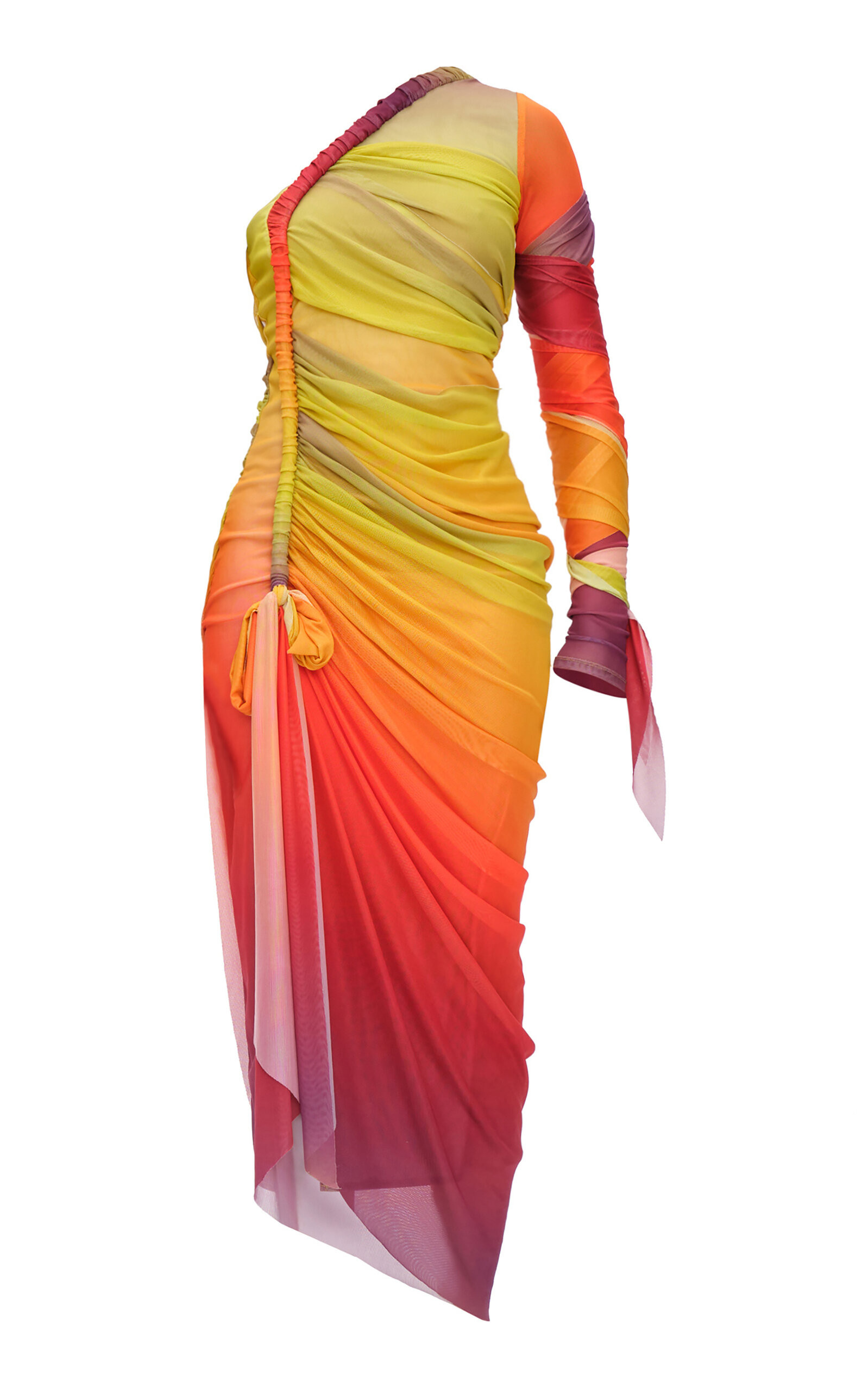 Andrea Iyamah - Turi Ruched Jersey Mesh Maxi Dress - Multi - M - Moda Operandi | Moda Operandi (Global)