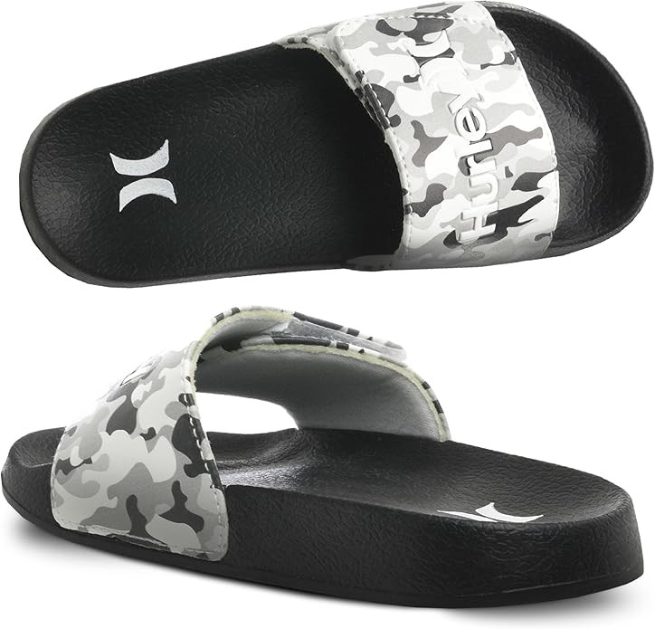 Hurley Kids NAIA Slides Adjustable Strap Slip-On Sandals Indoor and Outdoor EVA Footbed Shower Sl... | Amazon (US)