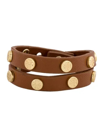 Leather Logo Studded Wrap Bracelet | The RealReal