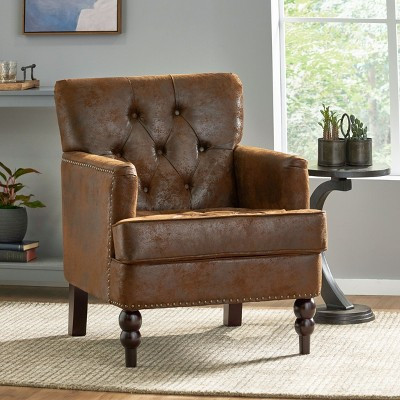 28"W Upholstered Accent Chair, Club Chair with Tufted Back 4B, Brown - Christopher Knight Home | Target