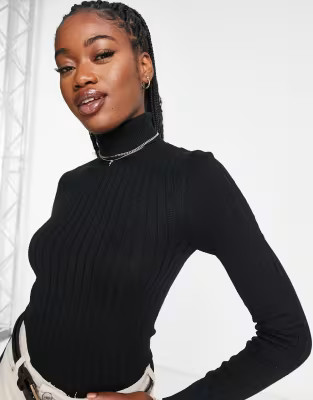 New Look roll neck fine knitted jumper in black | ASOS (Global)