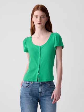 Modern Rib Cropped Cardigan Shirt | Gap (US)