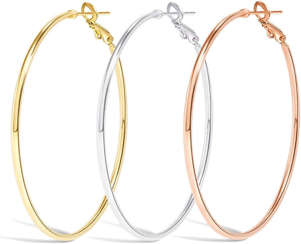 Cocadant Big Gold Hoop Earrings for Women Girls,Dainty 14k Gold Hypoallergenic Rose Gold Silver H... | Amazon (US)