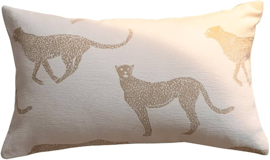 Croker Horse 12x20 inches Throw Pillow Cushion Covers - White Leopard Cheetah Chenille Jacquard E... | Amazon (US)