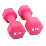 Portzon Neoprene Dumbbell Hand Weights,5-Pound, Set of 2 (Pink) | Amazon (US)