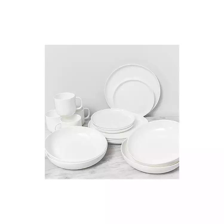 New! White Modern Coupe 16-pc. Dinnerware Set | Kirkland's Home