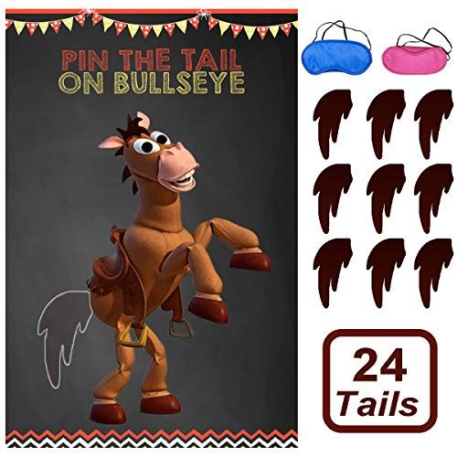 Toy Inspired Story Party Supplies, Pin The Tail On Bullseye Party Game Large Poster 24PCS Reusable T | Amazon (US)