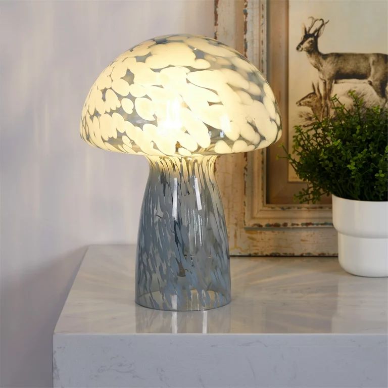 Urban Shop Novelty Glass Mushroom Lamp, Blue Tortoise, 12" H, Plug-in | Walmart (US)