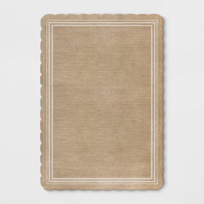 7'x10' Scalloped Edge Braided Outdoor Area Rug Natural - Threshold™ designed with Studio McGee | Target