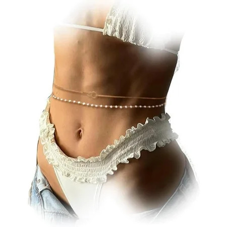 HLSOHJP Pearl Waist Chain Layered Beaded Belly Chain for Women Waist Beads Chain Sexy Bikini Body Chain Gold Summer Beach Jewelry Stomach Chain jewelry | Walmart (US)