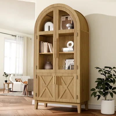 Arch Storage Cabinet With Beech-wooden Door, 5 Tier Farmhouse Buffet Cabinet, Arched Display Floor Cabinet With Storage For Dining Room/home Office(74 | Wayfair North America
