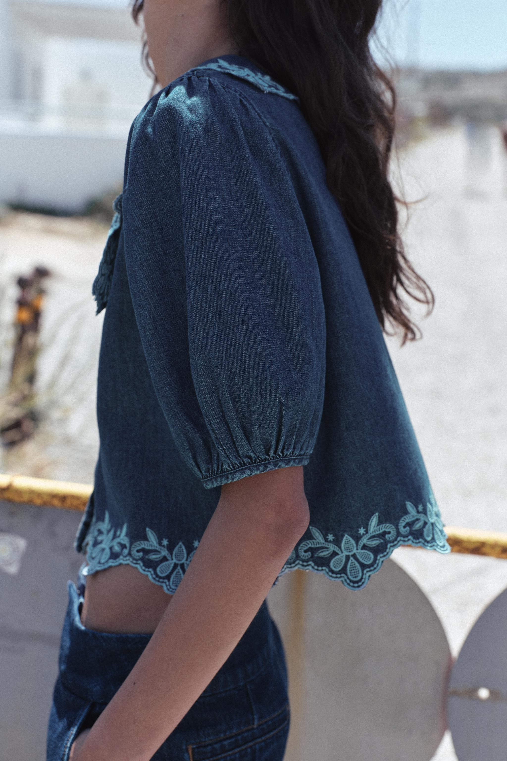 Z1975 EMBROIDERED DENIM SHIRT | Zara UK