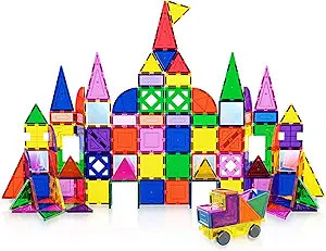 PicassoTiles 152pcs Clear Magnetic Tiles Set, Expansion Pack, Creative Magnet Building Blocks, Ki... | Amazon (US)