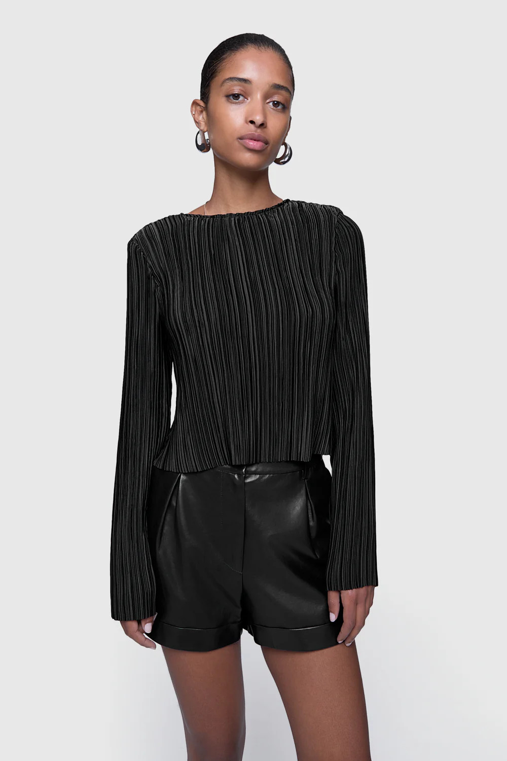 Rebecca Minkoff Calista Pleated Top In Black - Size XS | Rebecca Minkoff
