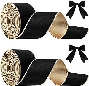 Lyrow 2 Rolls Christmas Velvet Ribbon 2.5 Inches Christmas Velvet Satin Ribbon Vintage Wide Wired... | Amazon (US)