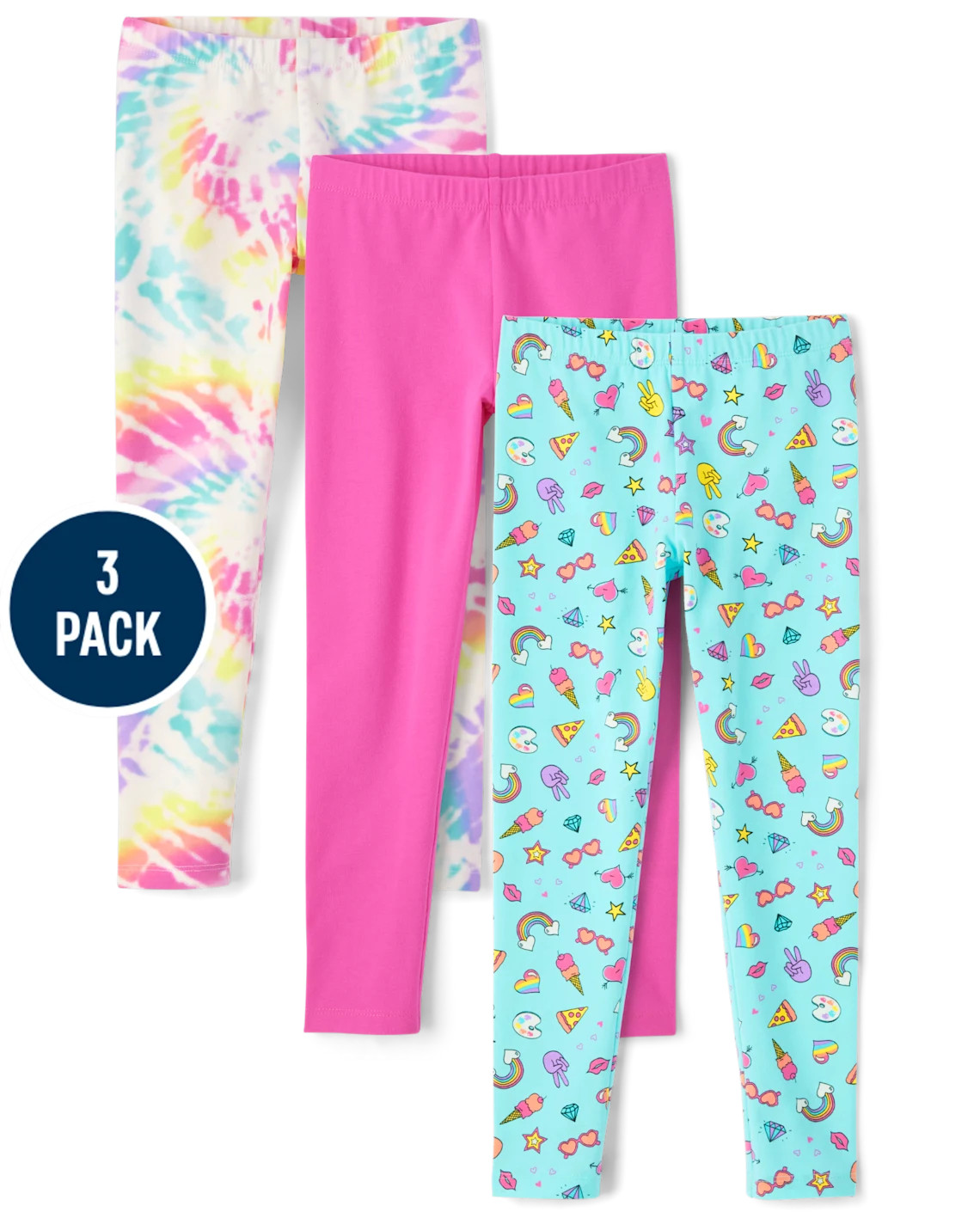 Girls Print Leggings 3-Pack - pink summer | The Children's Place