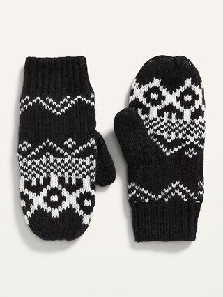 Printed Sweater-Knit Mittens For Women | Old Navy (US)